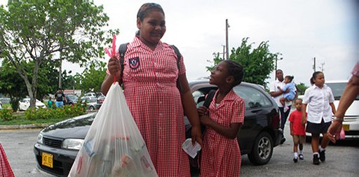 Kids bringing cans to school
